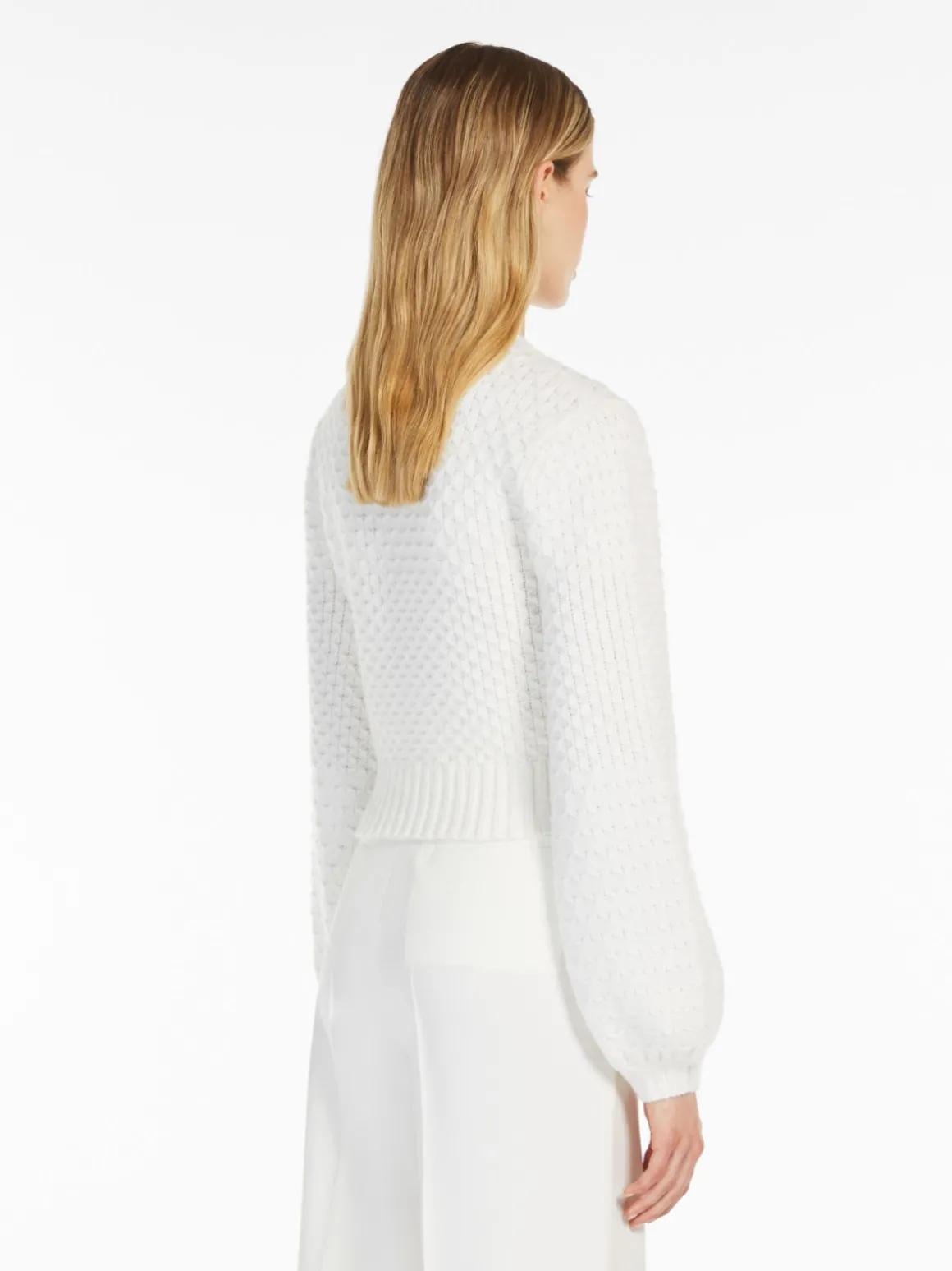 Wool and cashmere decorative-stitch knit jumper