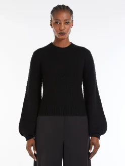Wool and cashmere decorative-stitch knit jumper