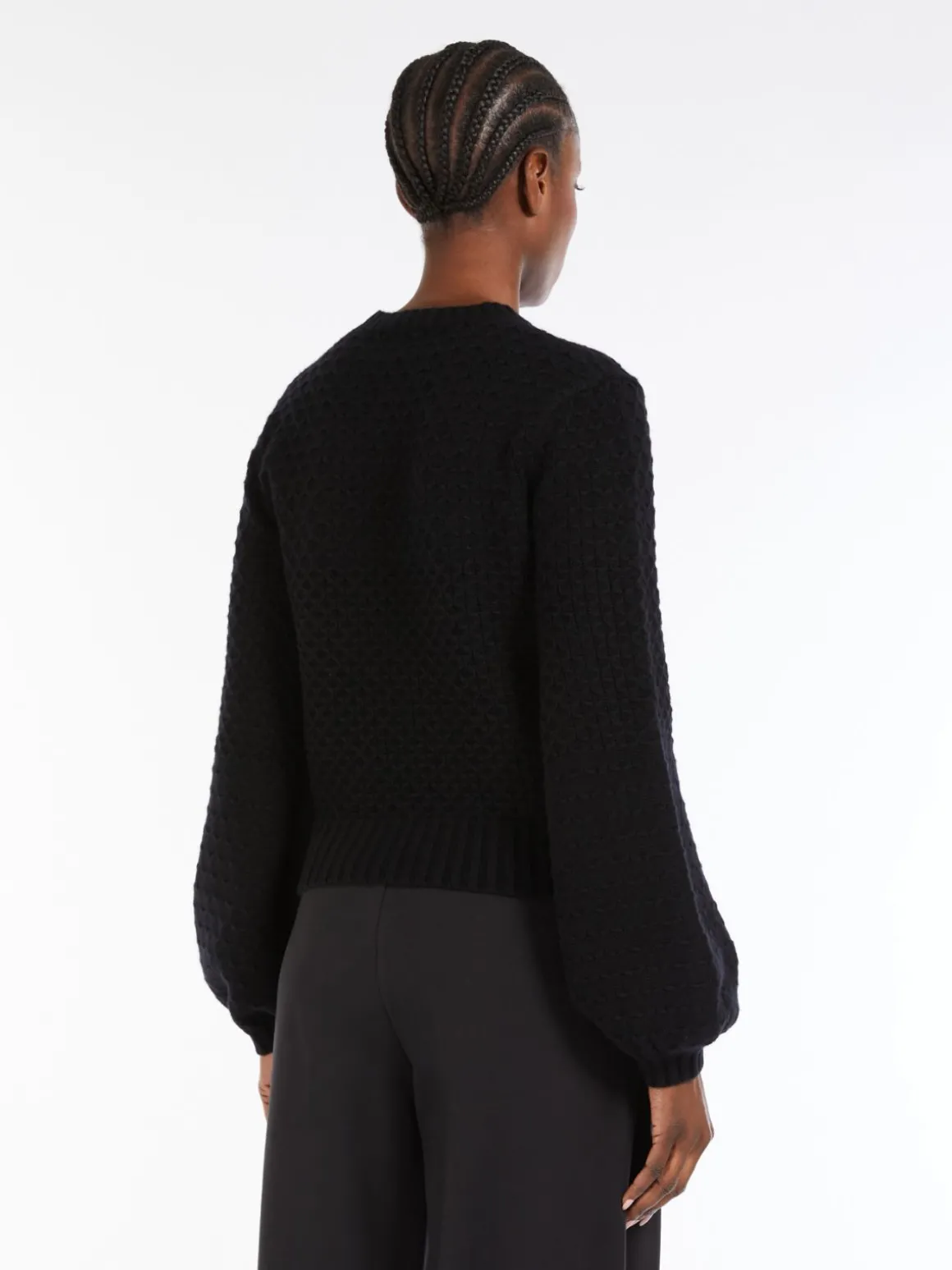Wool and cashmere decorative-stitch knit jumper