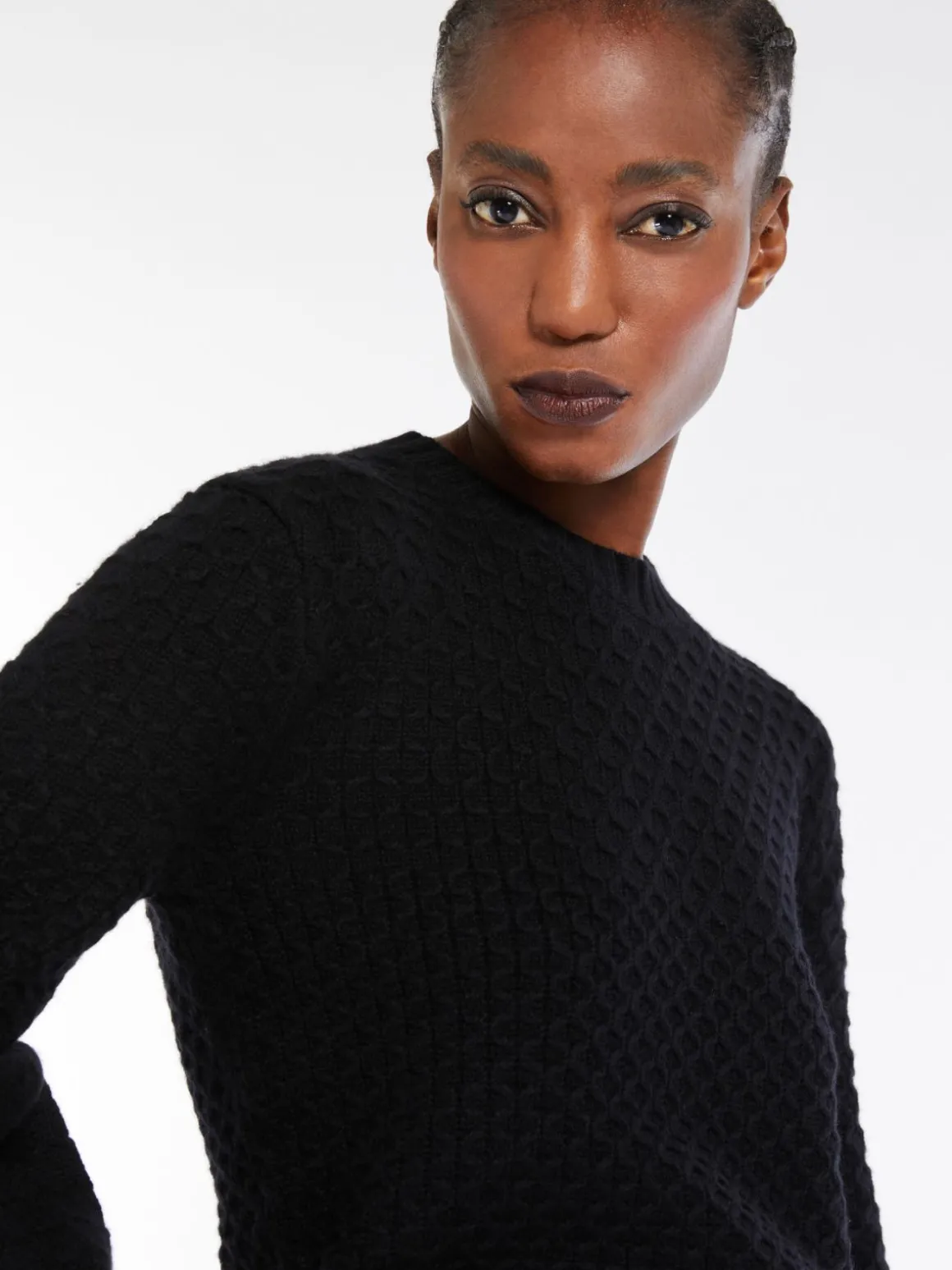 Wool and cashmere decorative-stitch knit jumper