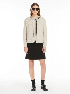 Wool and cashmere diamond-pattern cardigan