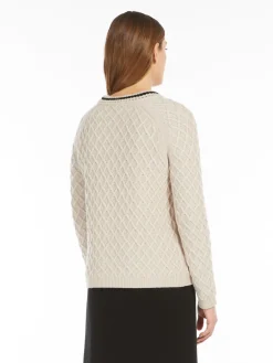 Wool and cashmere diamond-pattern cardigan