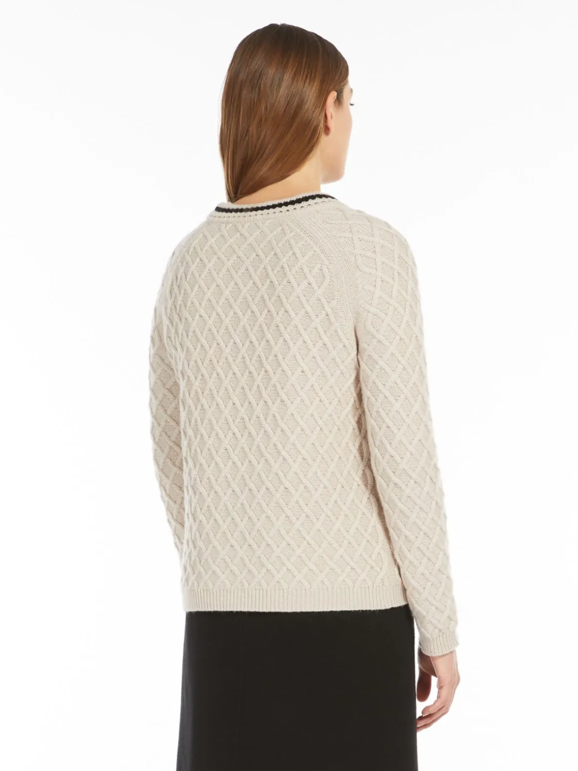 Wool and cashmere diamond-pattern cardigan