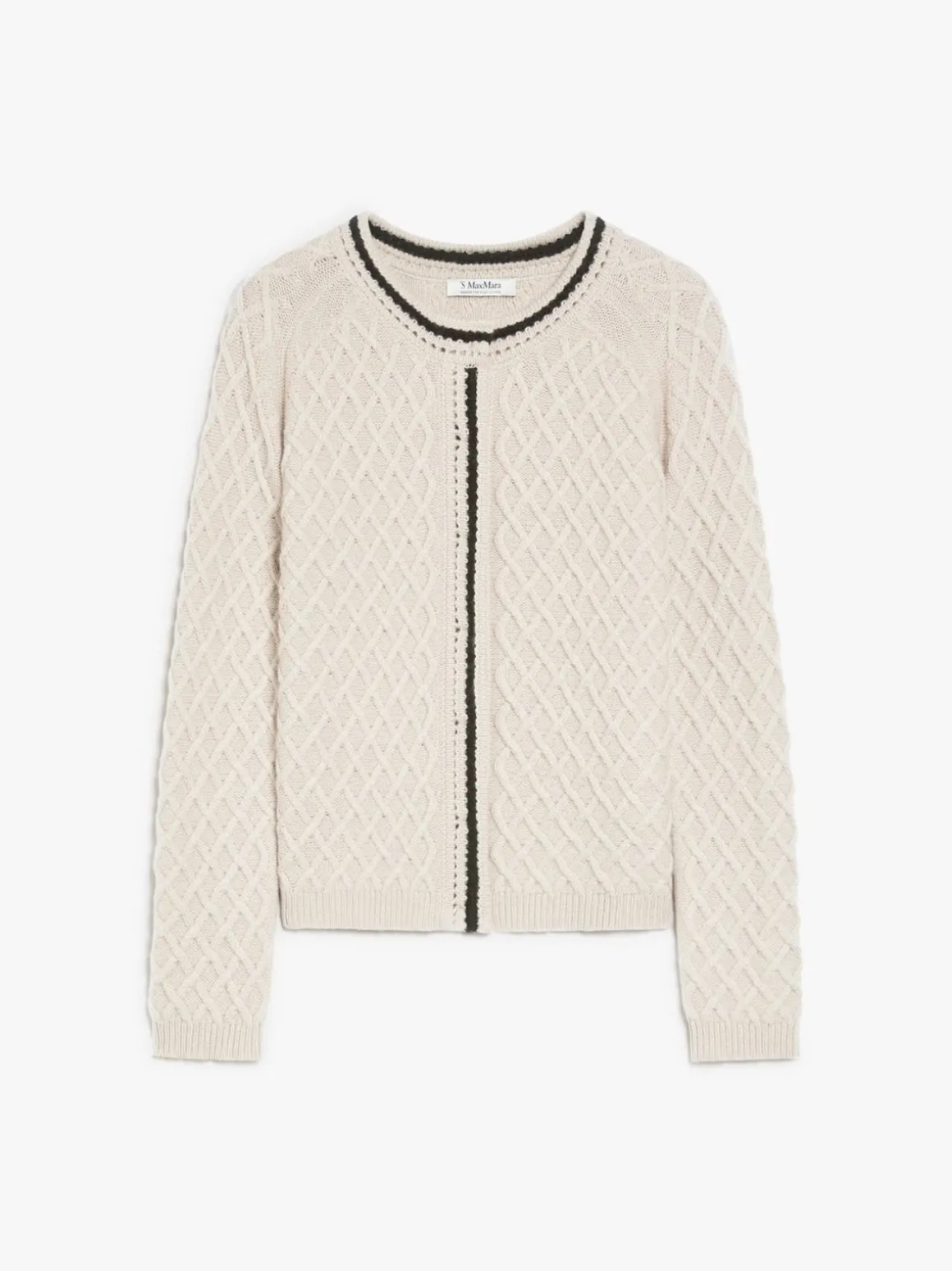 Wool and cashmere diamond-pattern cardigan