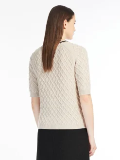 Wool and cashmere diamond-pattern jumper