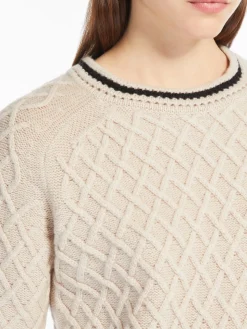 Wool and cashmere diamond-pattern jumper