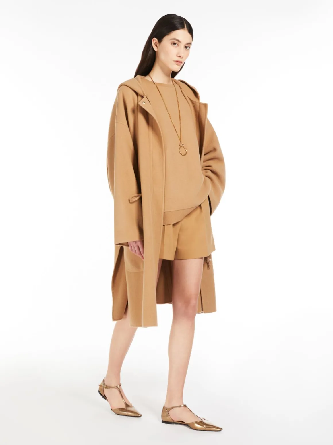 Wool and cashmere jersey coat