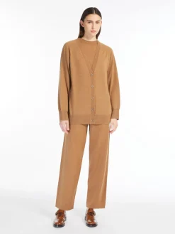 Wool and cashmere yarn trousers