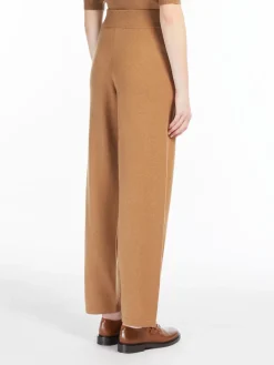 Wool and cashmere yarn trousers