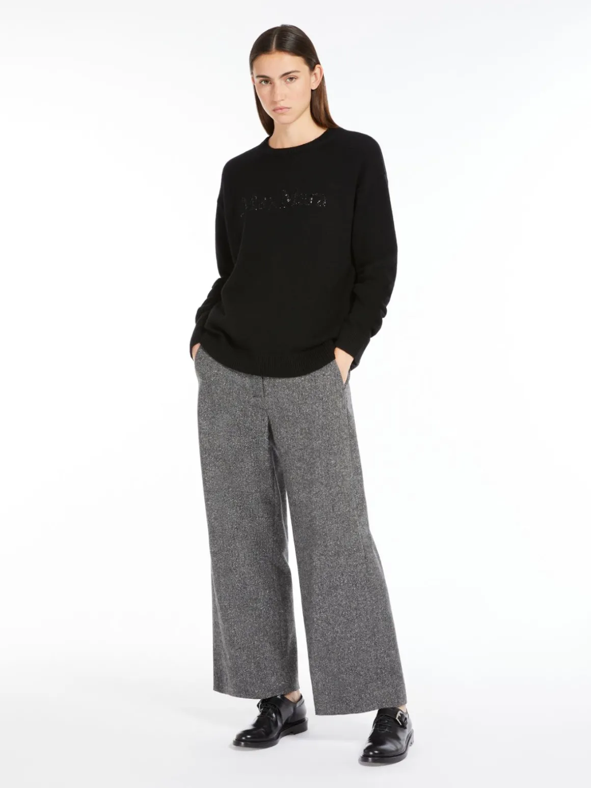 Wool buttoned jogging trousers