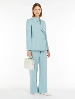 Wool canvas palazzo trousers