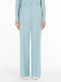 Wool canvas palazzo trousers