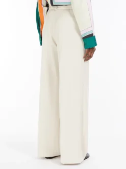 Wool canvas palazzo trousers