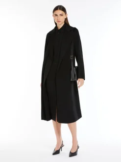 Wool, cashmere and silk wrap coat
