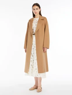 Wool, cashmere and silk wrap coat
