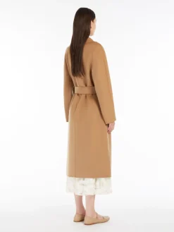 Wool, cashmere and silk wrap coat