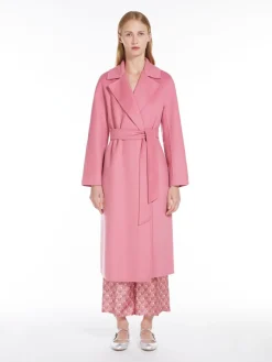 Wool, cashmere and silk wrap coat