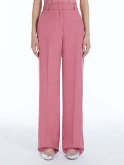 Wool crêpe satin trousers