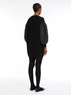 Wool dress with balloon sleeves