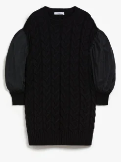 Wool dress with balloon sleeves