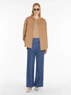 Wool jacket with mandarin collar