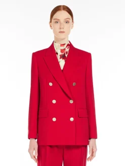 Wool satin crêpe blazer