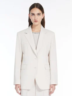 Wool satin crêpe single-breasted blazer