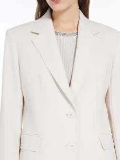 Wool satin crêpe single-breasted blazer