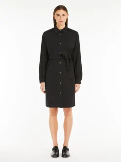 Wool satin shirt dress
