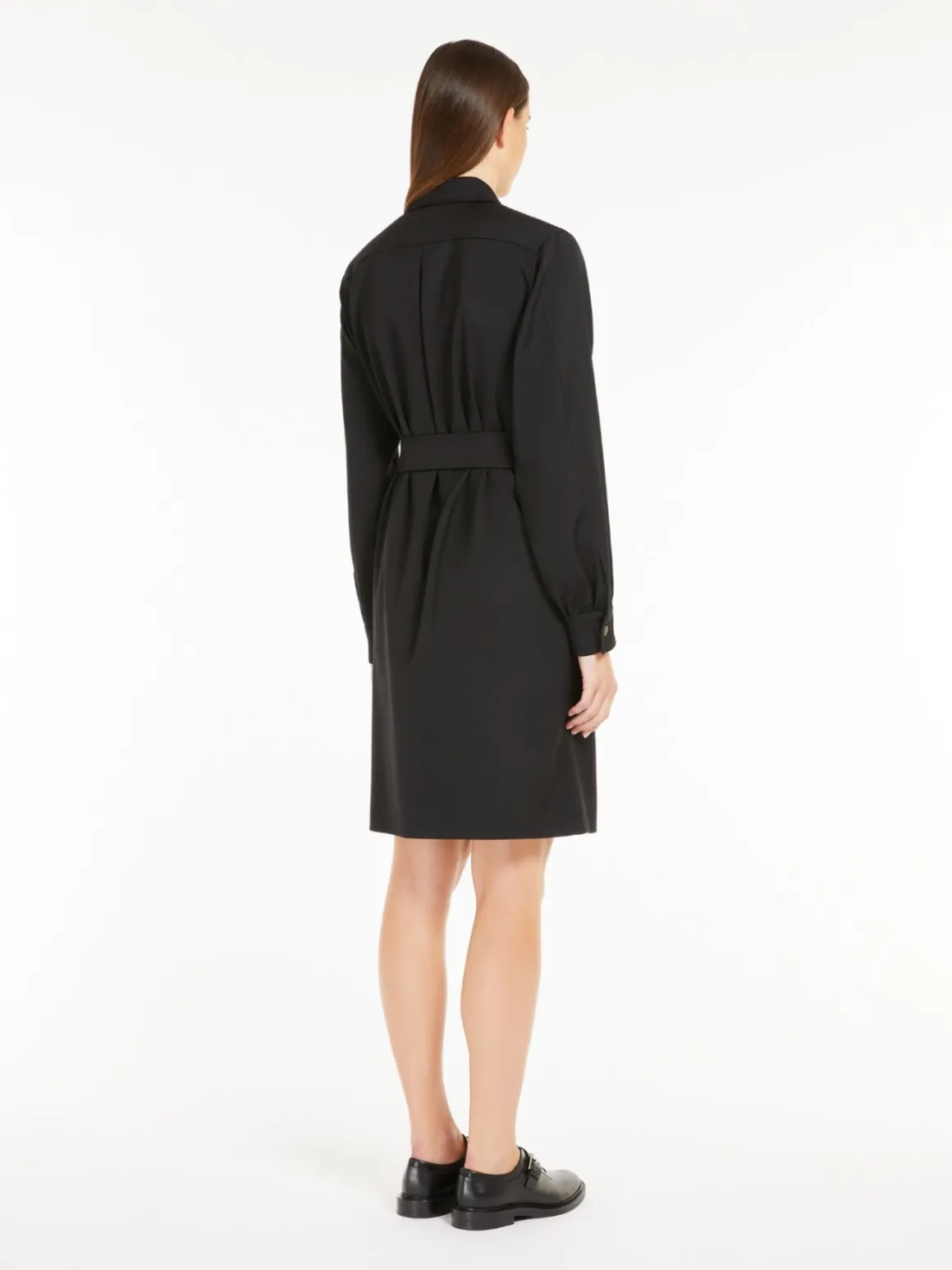 Wool satin shirt dress