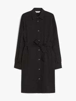 Wool satin shirt dress
