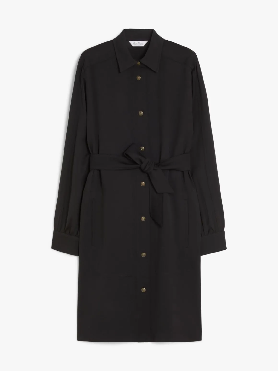 Wool satin shirt dress