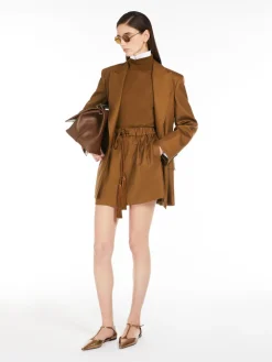 Wool, silk and mohair canvas miniskirt
