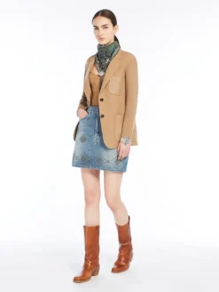 Wool twill and knit fabric jacket