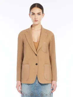 Wool twill and knit fabric jacket