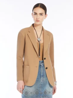 Wool twill and knit fabric jacket