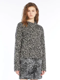 Wool-blend chiné crew-neck sweater
