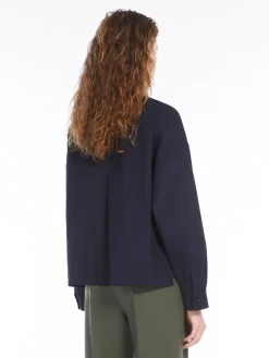 Wool-blend gabardine cropped jacket