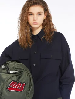 Wool-blend gabardine cropped jacket