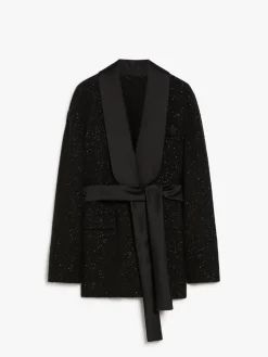 Wool-blend jacket with micro-sequins